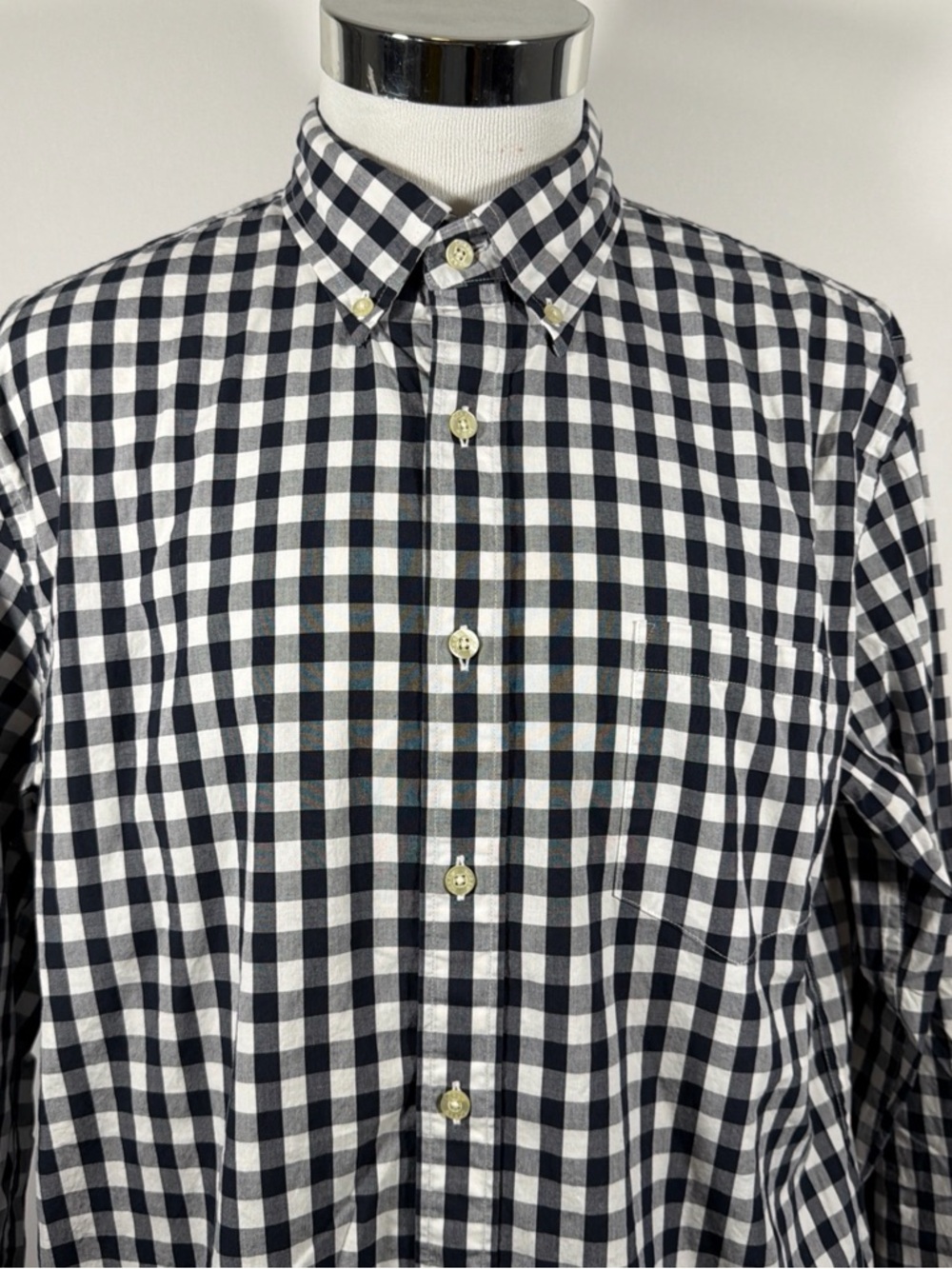 J. Crew Black and White Gingham Button-Down Shirt